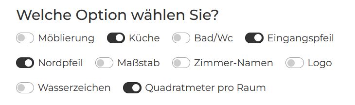 Mit den ausgewählten optionen erhalten sie eine größere anzahl an details im grundriss